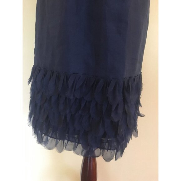 Phoebe Couture Navy Blue Semi Formal Silk Cocktail Dress Strapless Sweetheart 6 - Picture 4 of 12